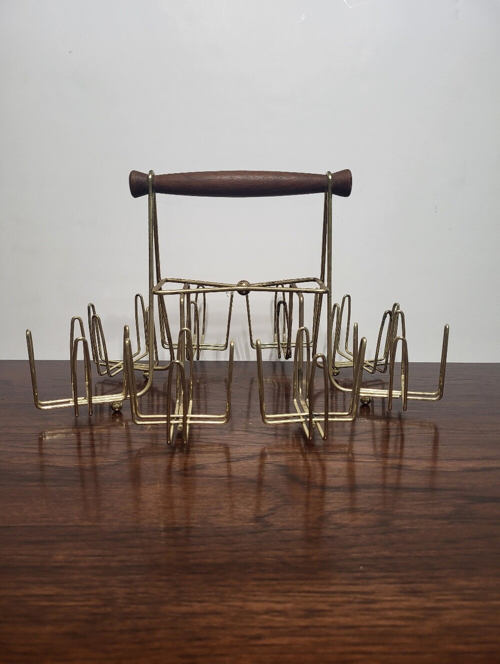 Vintage Mid-Century Modern Gold Glass Storage Carrier Drink Caddy
